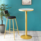 Glam Round Pub Table Set 1/2/3 Pieces Marble Top Bar Table with Metal Stools