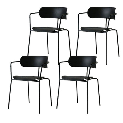 Zeitgenössischer Stil Armstuhl Plastik Plastik Offener Rückseite Essstuhl mit Metallbasis