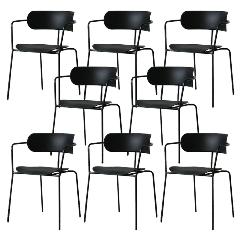 Zeitgenössischer Stil Armstuhl Plastik Plastik Offener Rückseite Essstuhl mit Metallbasis