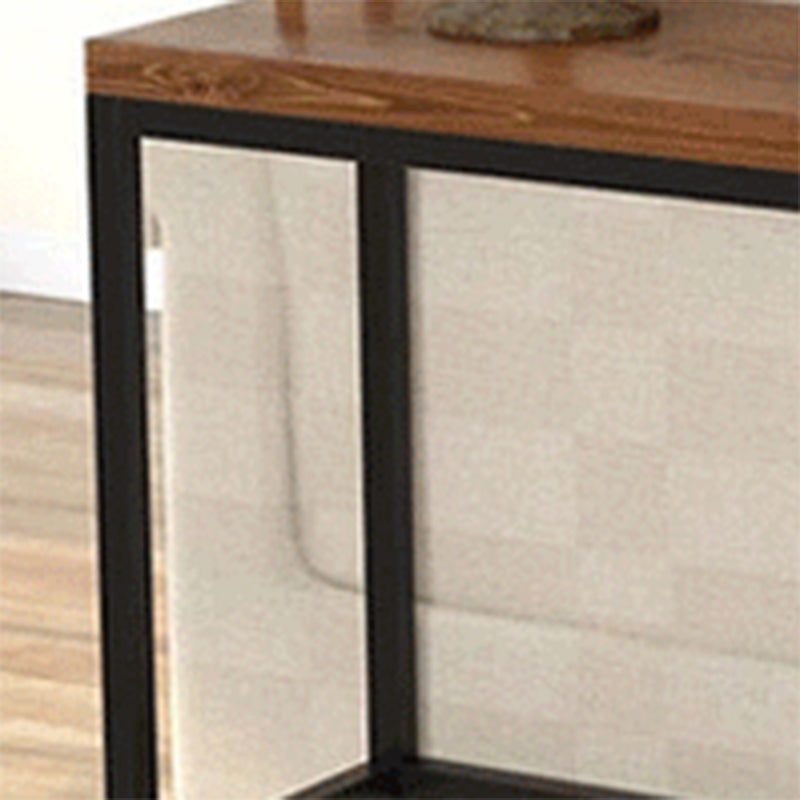 Table de bar moderne de 41,3 po en fer noir, table de salle à manger en bois massif pour patio