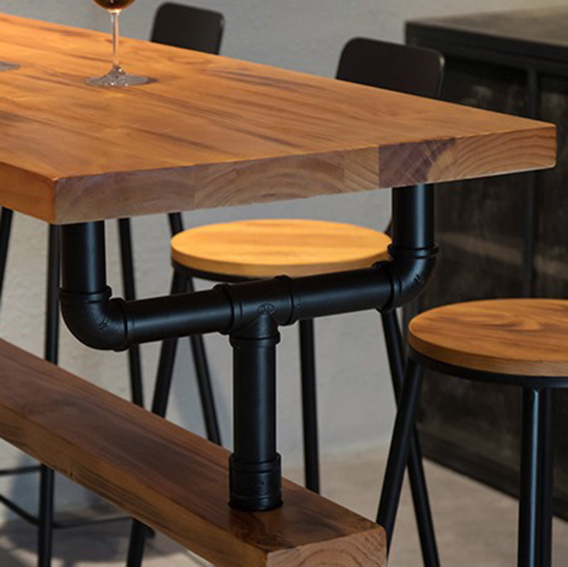 Moderner Esstisch in Pub-Höhe, Pub-Tisch aus Eisen und Massivholz für das Wohnzimmer