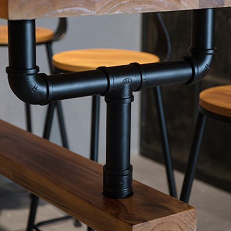Moderner Esstisch in Pub-Höhe, Pub-Tisch aus Eisen und Massivholz für das Wohnzimmer