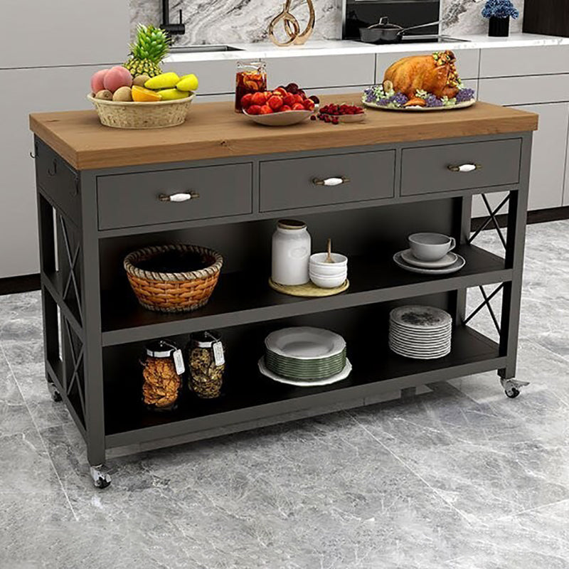 Modern Style Rolling Kitchen Cart Metal Rectangular Kitchen Island Cart with Drawer Clearhalo 'furn' 'furn_kitchen_islands_carts' 'Furniture' 'Kitchen & Dining Furniture' 'Kitchen Islands & Carts' 'kitchen_islands_carts' 6107067