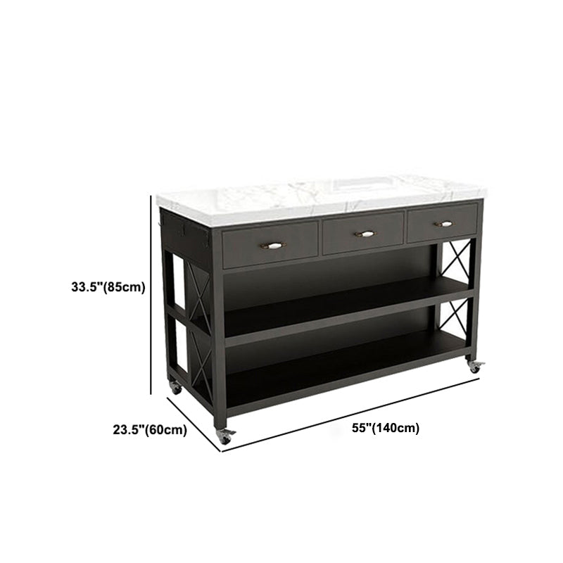 Modern Style Rolling Kitchen Cart Metal Rectangular Kitchen Island Cart with Drawer Clearhalo 'furn' 'furn_kitchen_islands_carts' 'Furniture' 'Kitchen & Dining Furniture' 'Kitchen Islands & Carts' 'kitchen_islands_carts' 6107070