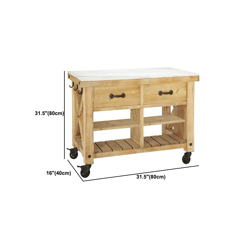 Contemporary Wood Kitchen Trolley Stationary Kitchen Island Table with Drawer Clearhalo 'furn' 'furn_kitchen_islands_carts' 'Furniture' 'Kitchen & Dining Furniture' 'Kitchen Islands & Carts' 'kitchen_islands_carts' 6107079