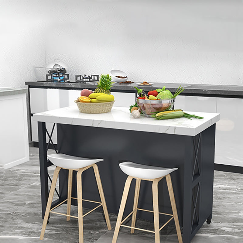Contemporary Marble Kitchen Trolley Stationary Kitchen Trolley with Drawer Clearhalo 'furn' 'furn_kitchen_islands_carts' 'Furniture' 'Kitchen & Dining Furniture' 'Kitchen Islands & Carts' 'kitchen_islands_carts' 6107092