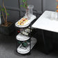 Contemporary Style Oval Prep Table Rolling Metal Prep Table for Home