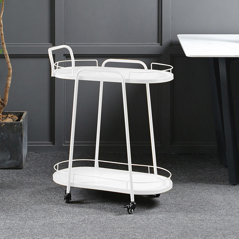 Contemporary Style Oval Prep Table Rolling Metal Prep Table for Home