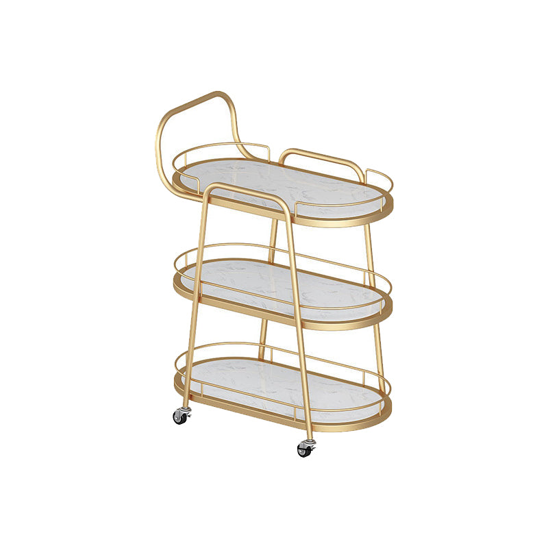 Tabella di preparazione in metallo ovale contemporaneo 32.28 "H tavolo da preparazione a rotolamento