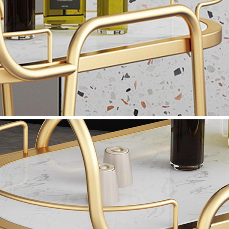 Contemporary Oval Metal Prep Table 32.28"H Rolling Prep Table