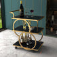 31.50" High Contemporary Prep Table Rolling Metal Prep Table for Home Gold Black Clearhalo 'furn' 'furn_kitchen_islands_carts' 'Furniture' 'Kitchen & Dining Furniture' 'Kitchen Islands & Carts' 'kitchen_islands_carts' 6107189