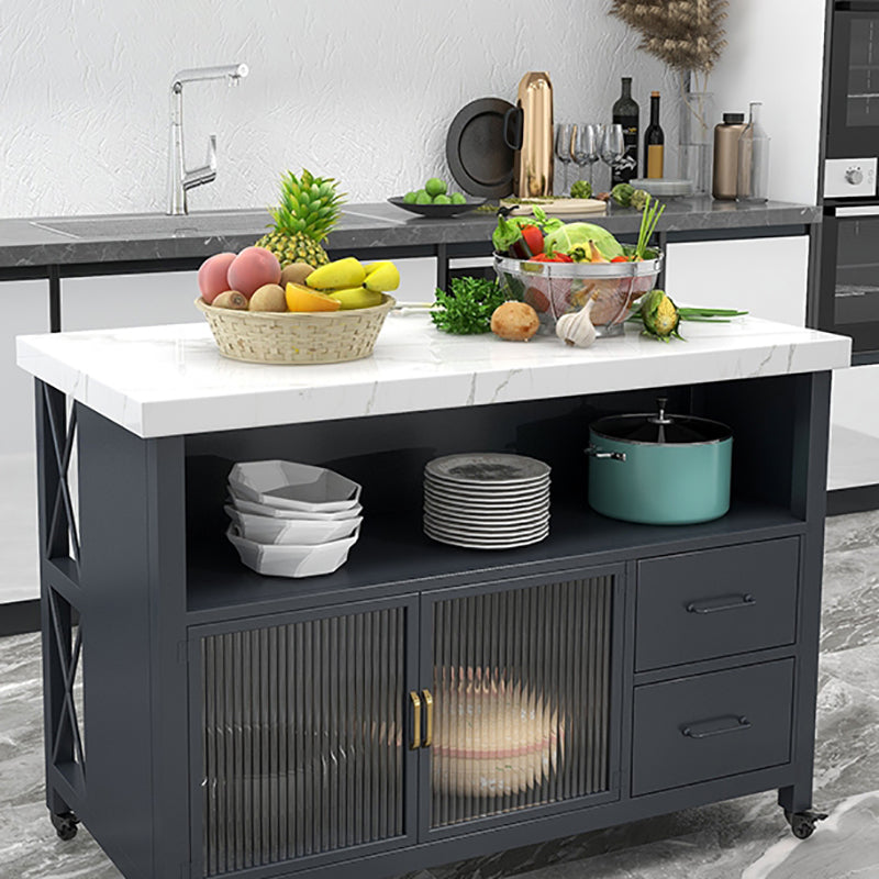 Trolle da cucina in marmo in stile moderno carrello da cucina stazionaria con armadio a doppia faccia