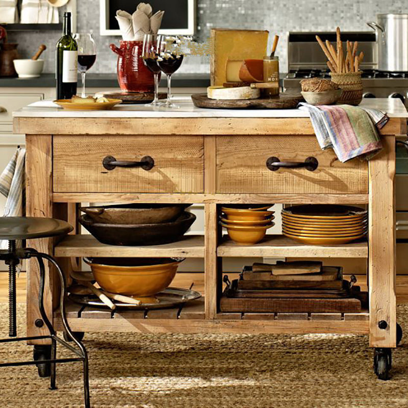 Trolle da cucina in legno contemporaneo con carrello stazionario con cassetto