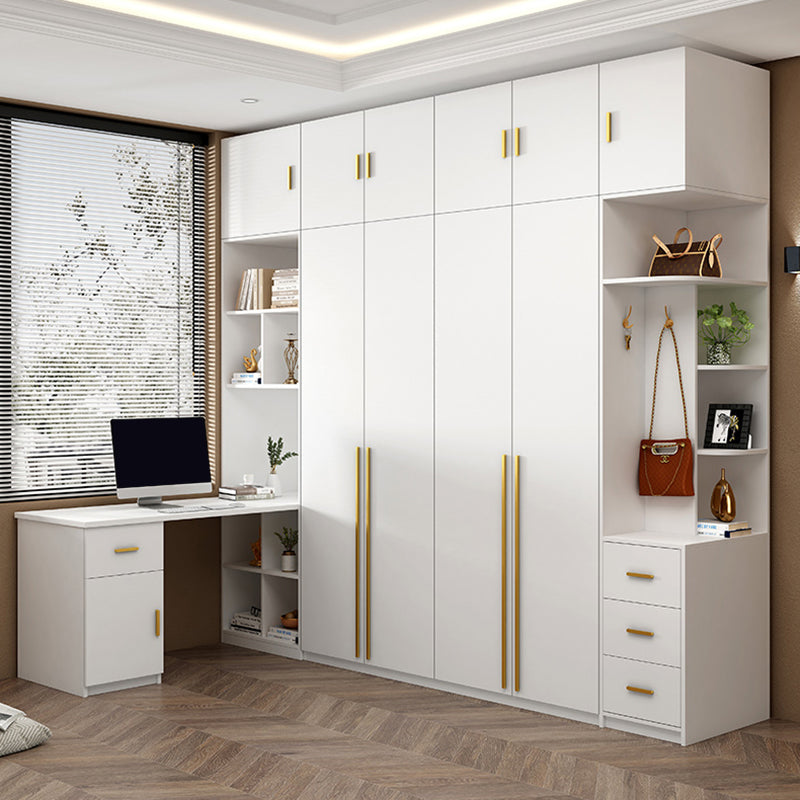 White Wooden Wardrobe Contemporary Style Wardrobe Closet with Drawer Clearhalo 'Armoires & Wardrobes' 'armoires_wardrobes' 'Bedroom Furniture' 'furn' 'furn_armoires_wardrobes' 'Furniture' 6107290