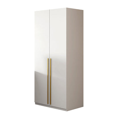 White Wooden Wardrobe Contemporary Style Wardrobe Closet with Drawer 31.5"L x 23.5"W x 83"H Armoires & Wardrobes Clearhalo 'Armoires & Wardrobes' 'armoires_wardrobes' 'Bedroom Furniture' 'furn' 'furn_armoires_wardrobes' 'Furniture' 6107291