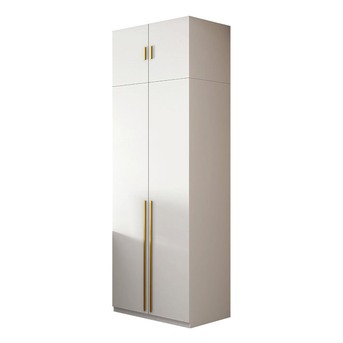 White Wooden Wardrobe Contemporary Style Wardrobe Closet with Drawer 31.5"L x 23.5"W x 83"H Armories & Top Cabinet Clearhalo 'Armoires & Wardrobes' 'armoires_wardrobes' 'Bedroom Furniture' 'furn' 'furn_armoires_wardrobes' 'Furniture' 6107294