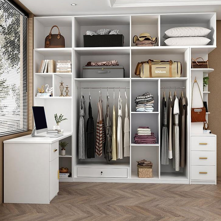 White Wooden Wardrobe Contemporary Style Wardrobe Closet with Drawer Clearhalo 'Armoires & Wardrobes' 'armoires_wardrobes' 'Bedroom Furniture' 'furn' 'furn_armoires_wardrobes' 'Furniture' 6107300