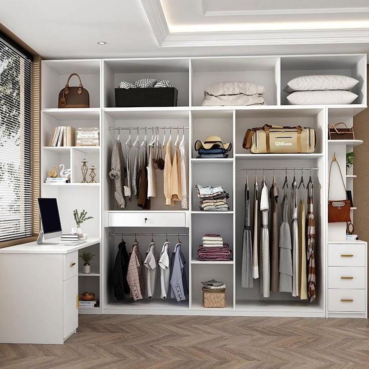 White Wooden Wardrobe Contemporary Style Wardrobe Closet with Drawer Clearhalo 'Armoires & Wardrobes' 'armoires_wardrobes' 'Bedroom Furniture' 'furn' 'furn_armoires_wardrobes' 'Furniture' 6107301
