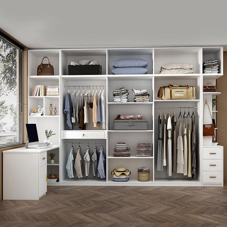 White Wooden Wardrobe Contemporary Style Wardrobe Closet with Drawer Clearhalo 'Armoires & Wardrobes' 'armoires_wardrobes' 'Bedroom Furniture' 'furn' 'furn_armoires_wardrobes' 'Furniture' 6107302