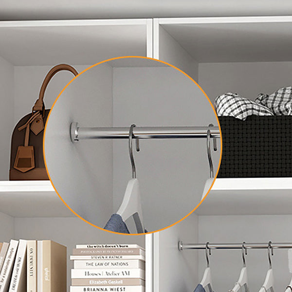 White Wooden Wardrobe Contemporary Style Wardrobe Closet with Drawer Clearhalo 'Armoires & Wardrobes' 'armoires_wardrobes' 'Bedroom Furniture' 'furn' 'furn_armoires_wardrobes' 'Furniture' 6107304