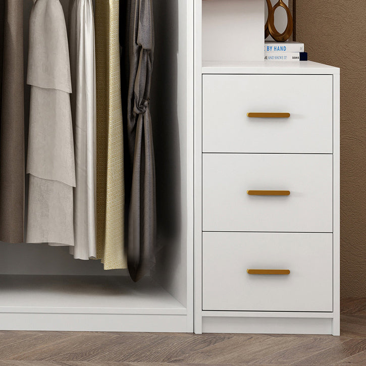 White Wooden Wardrobe Contemporary Style Wardrobe Closet with Drawer Clearhalo 'Armoires & Wardrobes' 'armoires_wardrobes' 'Bedroom Furniture' 'furn' 'furn_armoires_wardrobes' 'Furniture' 6107305