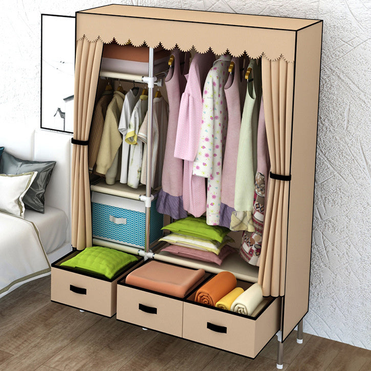 Contemporary Style Metal Wardrobe 3-drawer Wardrobe Closet for Bedroom
