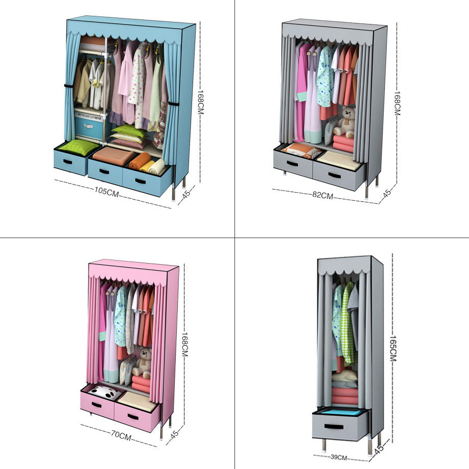 Contemporary Style Metal Wardrobe 3-drawer Wardrobe Closet for Bedroom