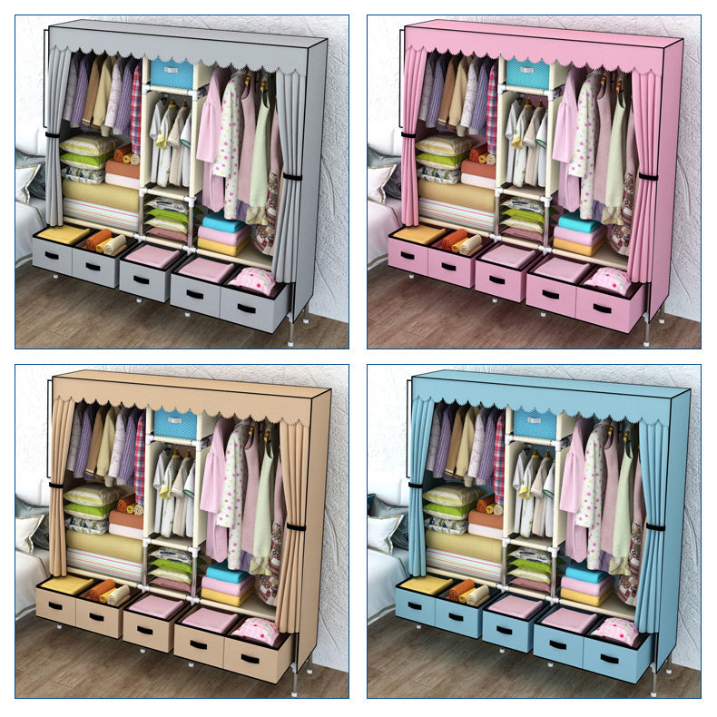 Contemporary Style Metal Wardrobe 3-drawer Wardrobe Closet for Bedroom