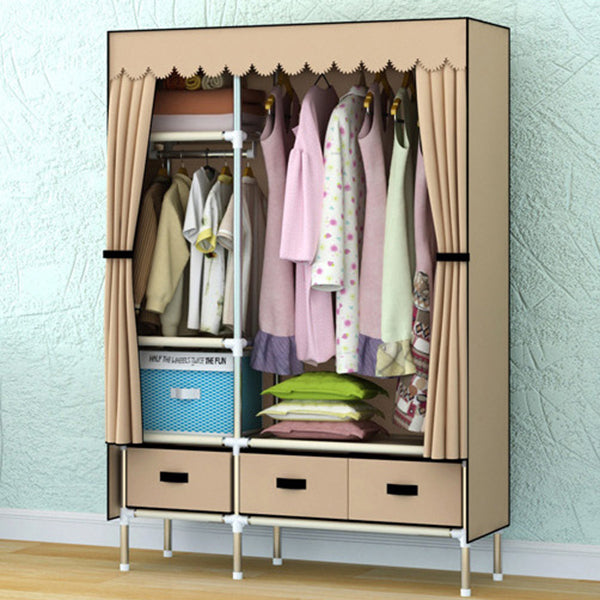 Contemporary Style Metal Wardrobe 3-drawer Wardrobe Closet for Bedroom