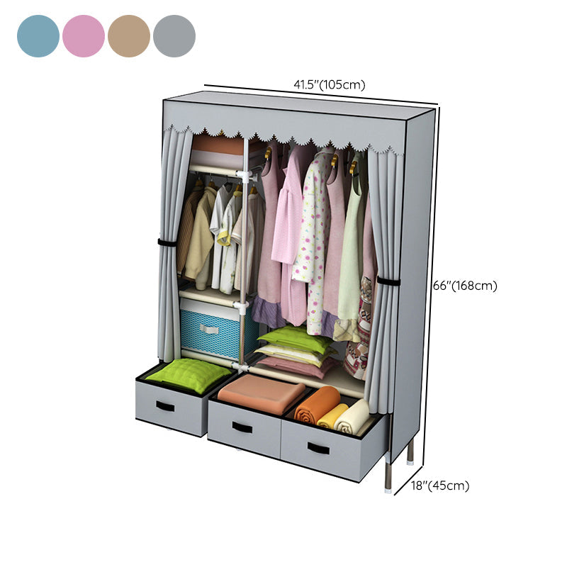 Contemporary Style Metal Wardrobe 3-drawer Wardrobe Closet for Bedroom