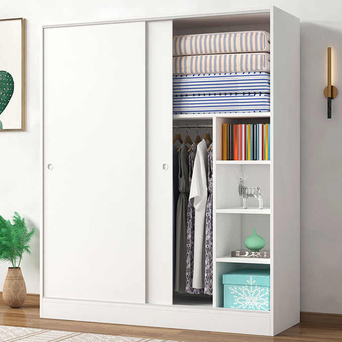 Modern Wardrobe Cabinet With Shelves Engineered Wood Wardrobe Closet 63"L x 20"W x 71"H White Clearhalo 'Armoires & Wardrobes' 'armoires_wardrobes' 'Bedroom Furniture' 'furn' 'furn_armoires_wardrobes' 'Furniture' 6107436