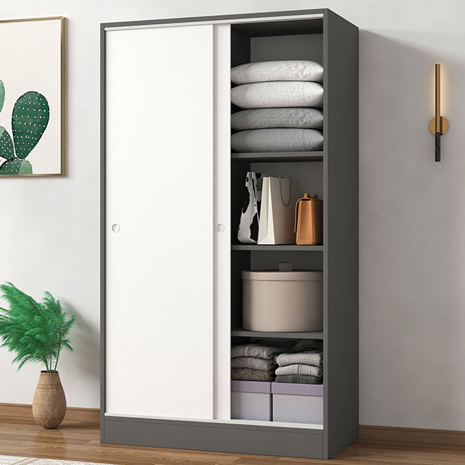 Modern Wardrobe Cabinet With Shelves Engineered Wood Wardrobe Closet 31"L x 20"W x 71"H White-Black Clearhalo 'Armoires & Wardrobes' 'armoires_wardrobes' 'Bedroom Furniture' 'furn' 'furn_armoires_wardrobes' 'Furniture' 6107437