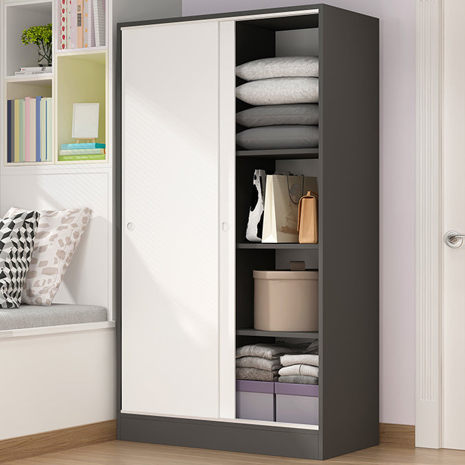 Modern Wardrobe Cabinet With Shelves Engineered Wood Wardrobe Closet 39"L x 20"W x 71"H White-Black Clearhalo 'Armoires & Wardrobes' 'armoires_wardrobes' 'Bedroom Furniture' 'furn' 'furn_armoires_wardrobes' 'Furniture' 6107439