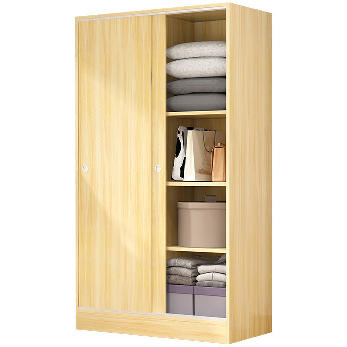 Modern Wardrobe Cabinet With Shelves Engineered Wood Wardrobe Closet 39"L x 20"W x 71"H Natural Clearhalo 'Armoires & Wardrobes' 'armoires_wardrobes' 'Bedroom Furniture' 'furn' 'furn_armoires_wardrobes' 'Furniture' 6107451