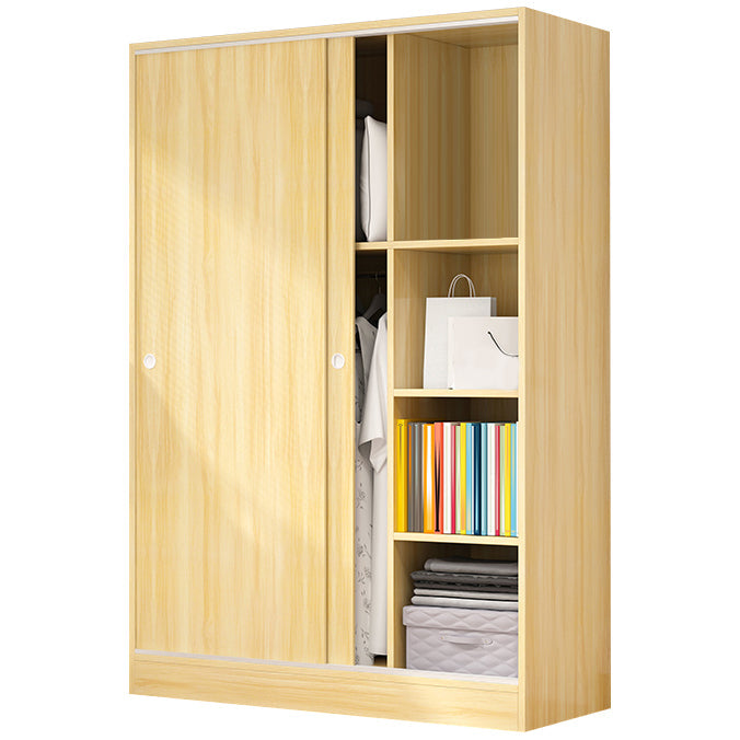 Modern Wardrobe Cabinet With Shelves Engineered Wood Wardrobe Closet 47"L x 20"W x 71"H Natural Clearhalo 'Armoires & Wardrobes' 'armoires_wardrobes' 'Bedroom Furniture' 'furn' 'furn_armoires_wardrobes' 'Furniture' 6107453