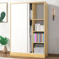 Modern Wardrobe Cabinet With Shelves Engineered Wood Wardrobe Closet 47"L x 20"W x 71"H Natural Wood White Clearhalo 'Armoires & Wardrobes' 'armoires_wardrobes' 'Bedroom Furniture' 'furn' 'furn_armoires_wardrobes' 'Furniture' 6107459