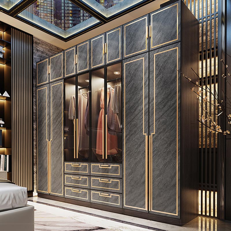 Mobile per finitura a specchio con porte di vetro grigio mobile per interni contemporanei