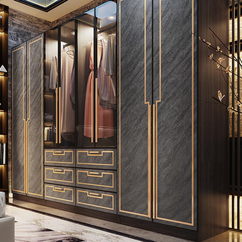 Mobile per finitura a specchio con porte di vetro grigio mobile per interni contemporanei