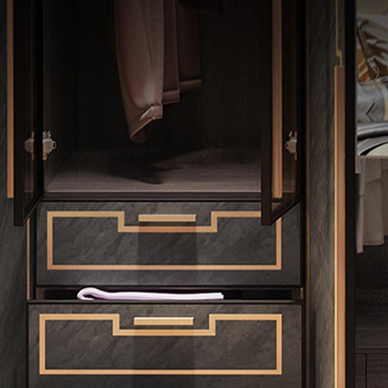 Mobile per finitura a specchio con porte di vetro grigio mobile per interni contemporanei