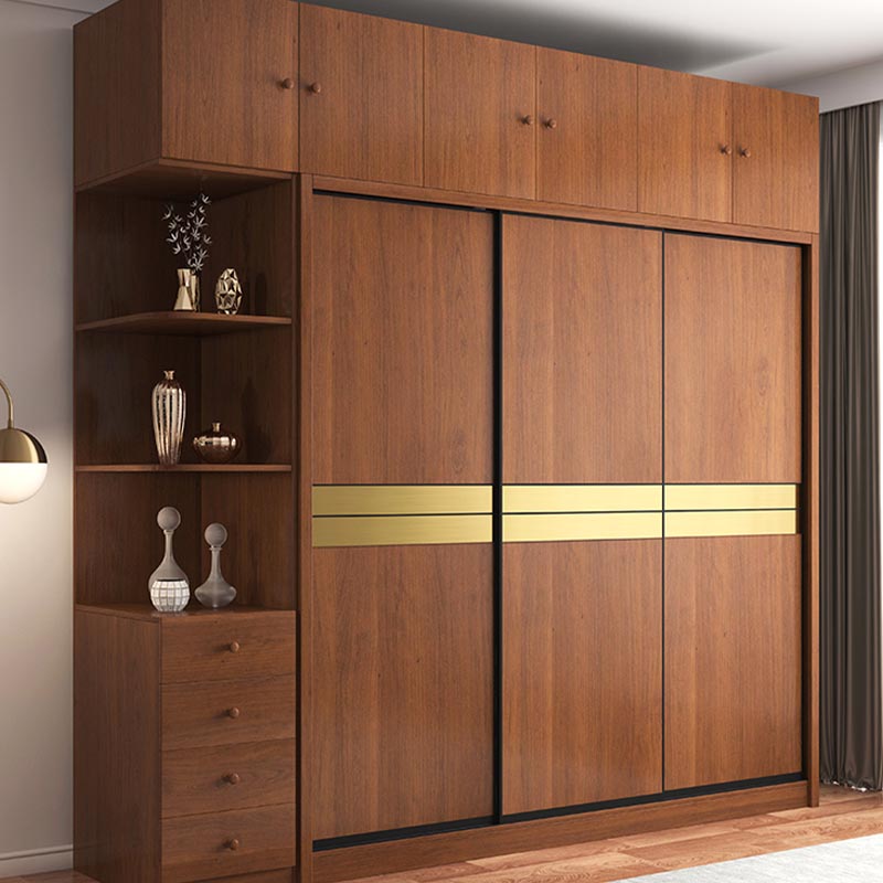 Brown Manufactured Wood Wardrobe Traditional Cabinet with Sliding Doors Clearhalo 'Armoires & Wardrobes' 'armoires_wardrobes' 'Bedroom Furniture' 'furn' 'furn_armoires_wardrobes' 'Furniture' 6107555