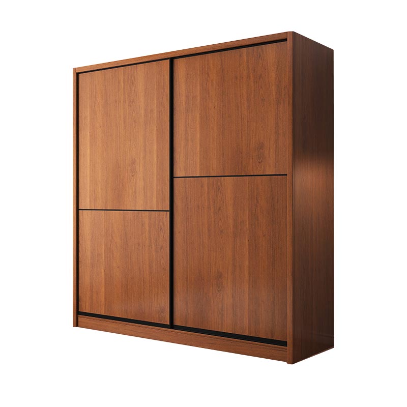 Brown Manufactured Wood Wardrobe Traditional Cabinet with Sliding Doors Armoires & Wardrobes Clearhalo 'Armoires & Wardrobes' 'armoires_wardrobes' 'Bedroom Furniture' 'furn' 'furn_armoires_wardrobes' 'Furniture' 6107556