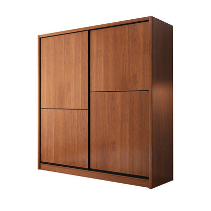 Brown Manufactured Wood Wardrobe Traditional Cabinet with Sliding Doors Armoires & Wardrobes Clearhalo 'Armoires & Wardrobes' 'armoires_wardrobes' 'Bedroom Furniture' 'furn' 'furn_armoires_wardrobes' 'Furniture' 6107556