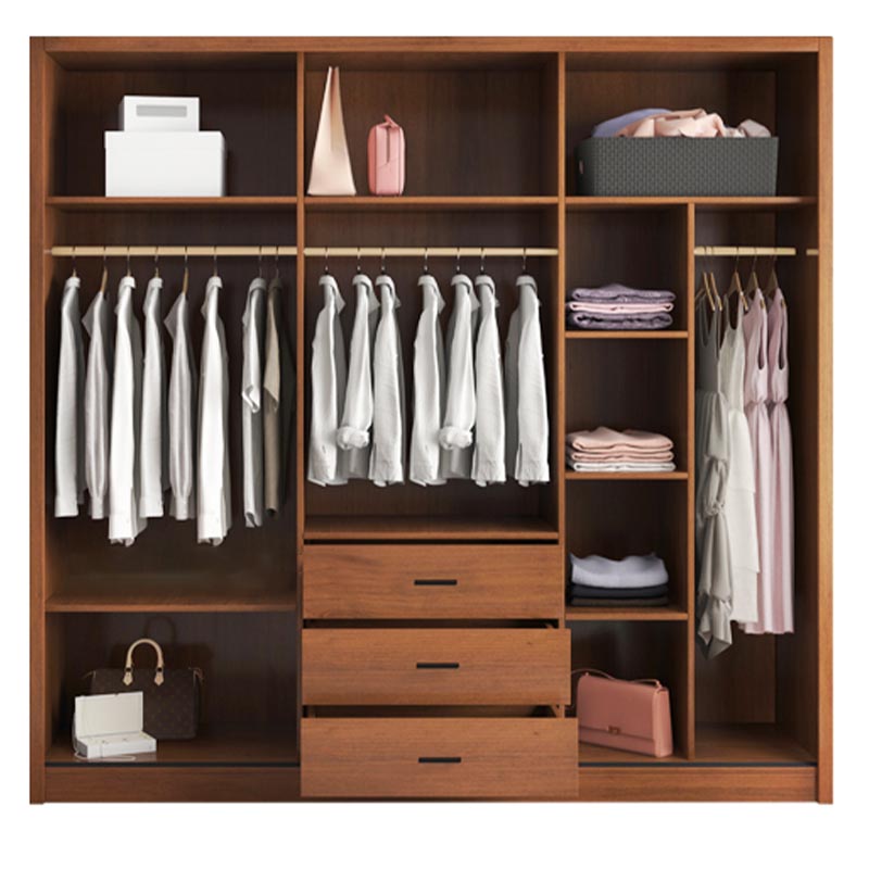 Brown Manufactured Wood Wardrobe Traditional Cabinet with Sliding Doors Clearhalo 'Armoires & Wardrobes' 'armoires_wardrobes' 'Bedroom Furniture' 'furn' 'furn_armoires_wardrobes' 'Furniture' 6107564