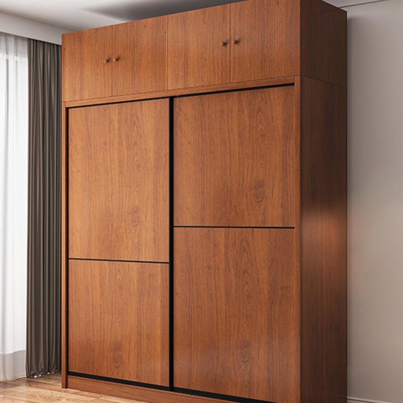 Brown Manufactured Wood Wardrobe Traditional Cabinet with Sliding Doors Clearhalo 'Armoires & Wardrobes' 'armoires_wardrobes' 'Bedroom Furniture' 'furn' 'furn_armoires_wardrobes' 'Furniture' 6107571