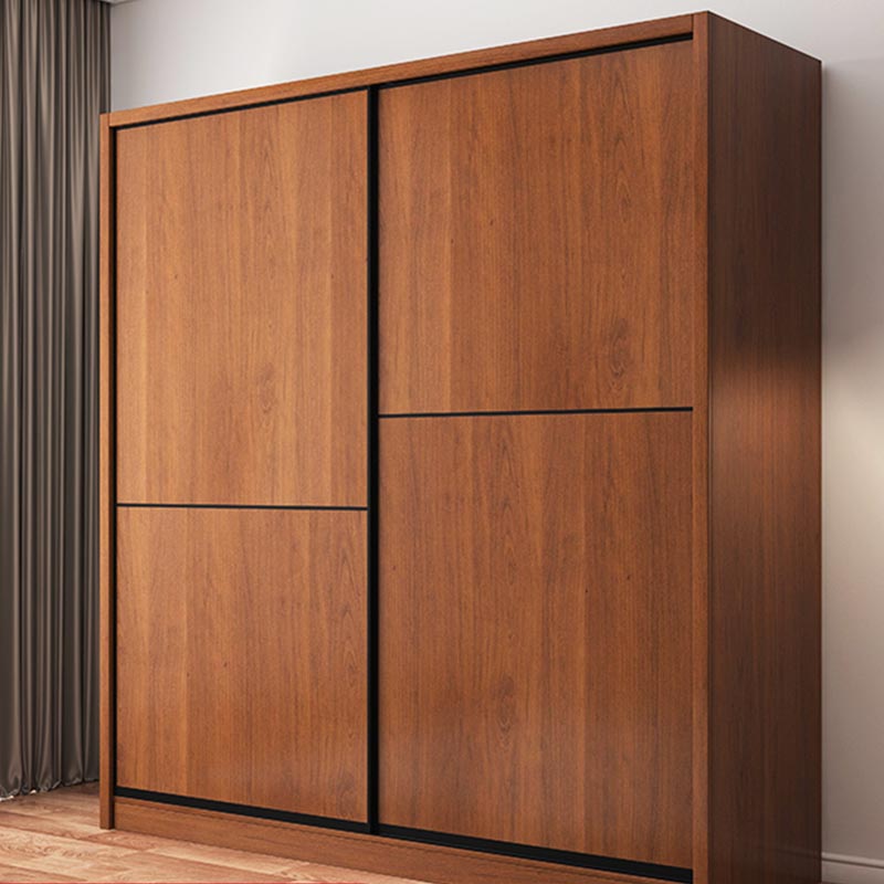 Brown Manufactured Wood Wardrobe Traditional Cabinet with Sliding Doors Clearhalo 'Armoires & Wardrobes' 'armoires_wardrobes' 'Bedroom Furniture' 'furn' 'furn_armoires_wardrobes' 'Furniture' 6107572