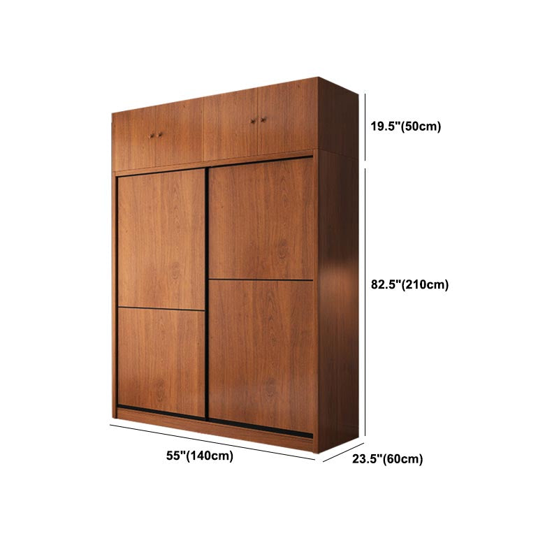 Brown Manufactured Wood Wardrobe Traditional Cabinet with Sliding Doors Clearhalo 'Armoires & Wardrobes' 'armoires_wardrobes' 'Bedroom Furniture' 'furn' 'furn_armoires_wardrobes' 'Furniture' 6107576