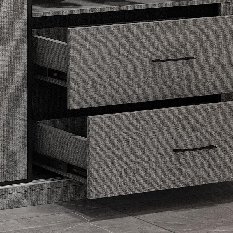 Modern Style Glass Wardrobe Gray Colour Soft Close Drawer Wardrobe Closet Clearhalo 'Armoires & Wardrobes' 'armoires_wardrobes' 'Bedroom Furniture' 'furn' 'furn_armoires_wardrobes' 'Furniture' 6107656