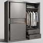 Modern Style Glass Wardrobe Gray Colour Soft Close Drawer Wardrobe Closet Clearhalo 'Armoires & Wardrobes' 'armoires_wardrobes' 'Bedroom Furniture' 'furn' 'furn_armoires_wardrobes' 'Furniture' 6107662