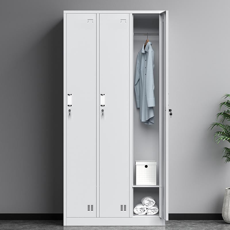 Contemporary Style Steel Wardrobe White Colour Wardrobe Closet with Locks