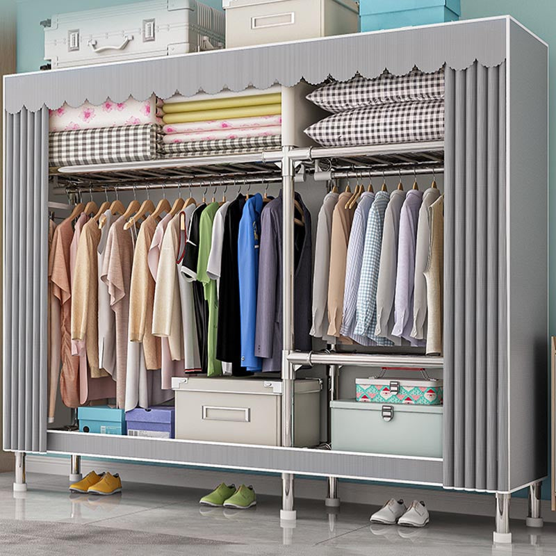 Contemporary Wardrobe Armoire with Shelves Steel Wardrobe Closet for Home Clearhalo 'Armoires & Wardrobes' 'armoires_wardrobes' 'Bedroom Furniture' 'furn' 'furn_armoires_wardrobes' 'Furniture' 6107696
